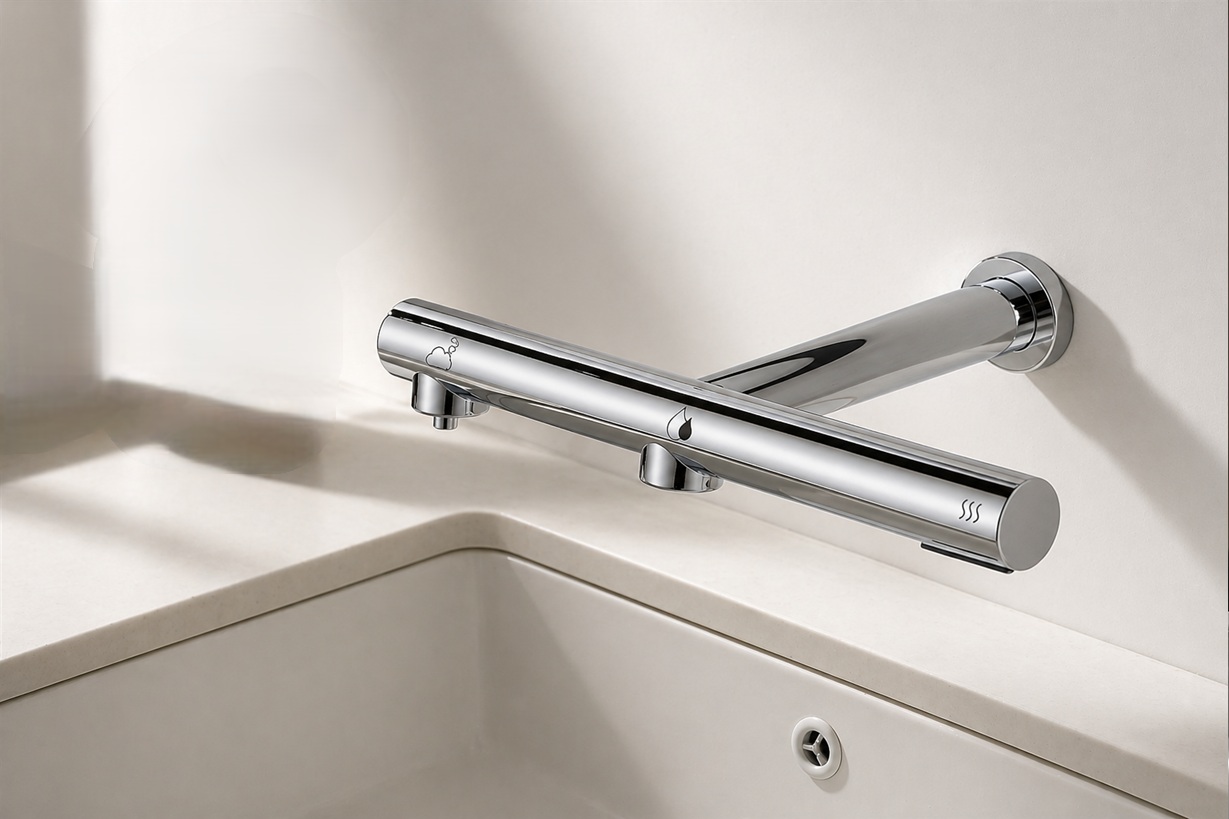 Touchless Sensor Faucet with Integrated Hand Dryer